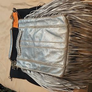 RAMY BROOK Fringed Silver Crossbody/ Hand Held Bag